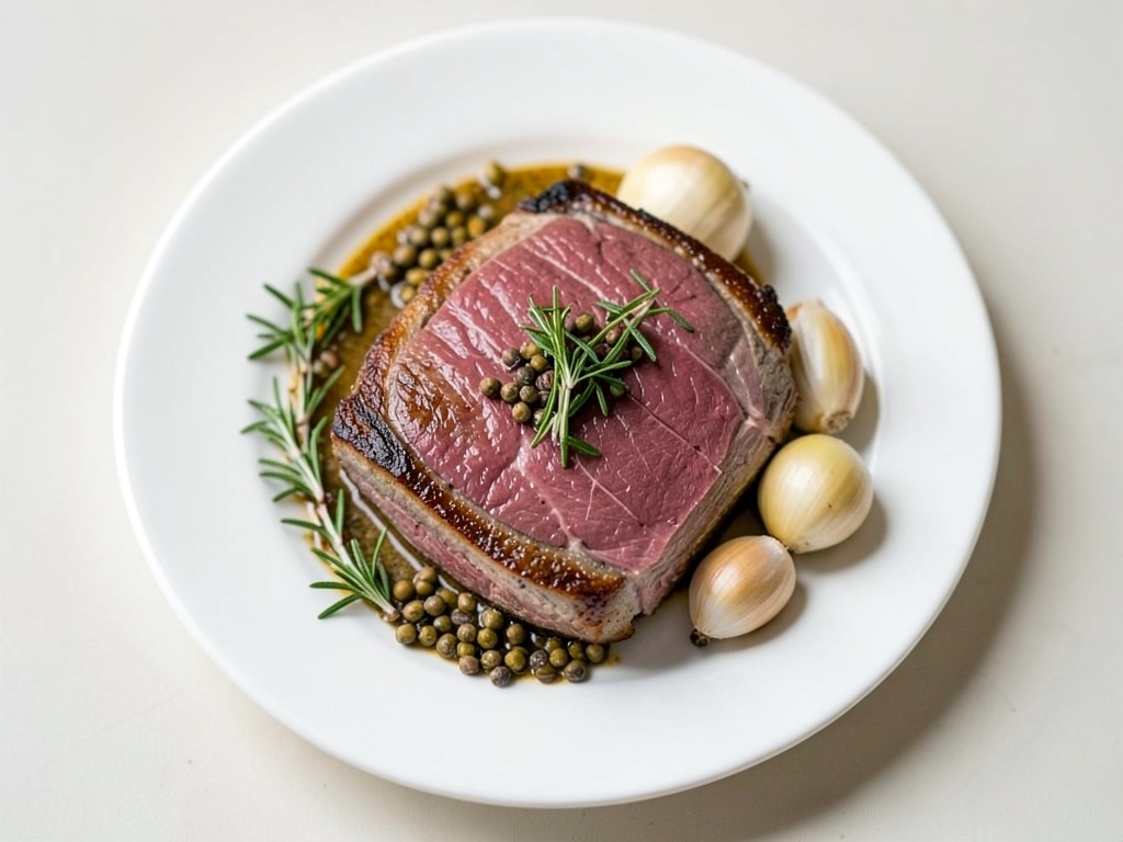 Brasato di manzo intenso con olio aromatico alle erbe