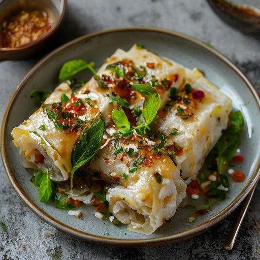 Rollitos de primavera con pollo y fideos de arroz