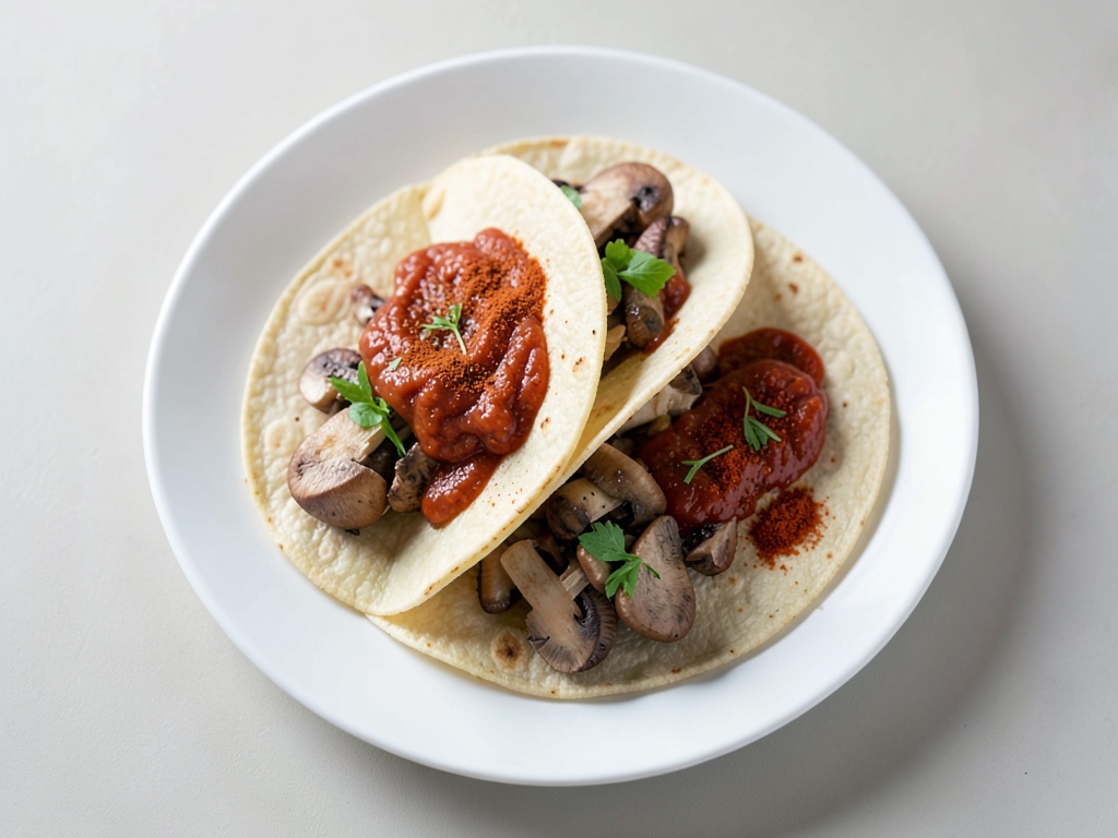 Tacos ai funghi piccanti con salsa verde