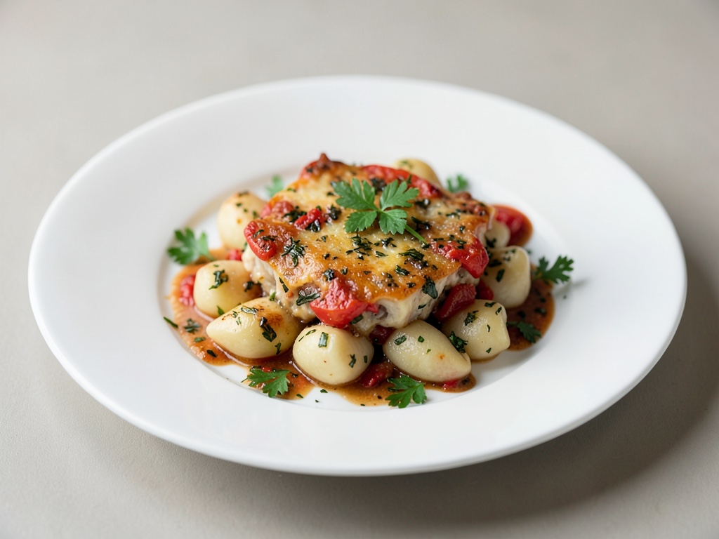 Gnocchi fatti in casa con gratin di pomodori e erbe
