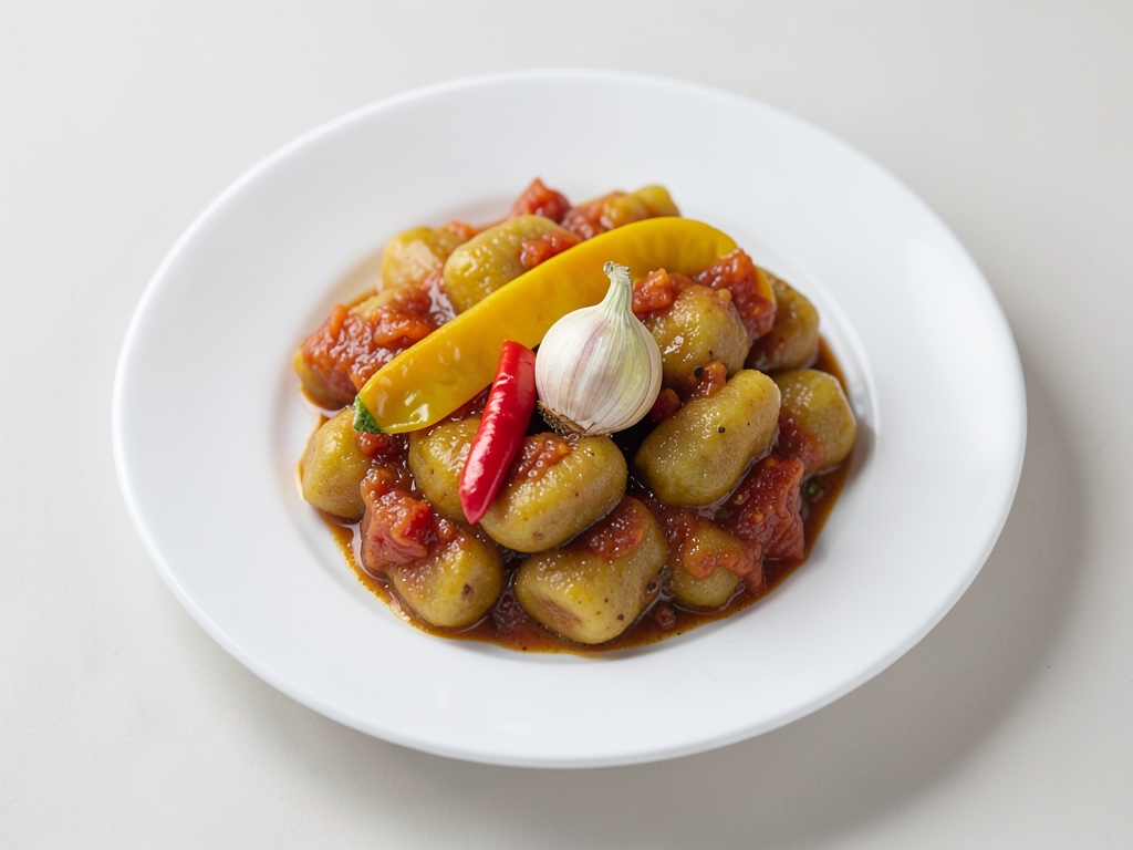 Gnocchi di zucca croccanti con salsa di peperoni