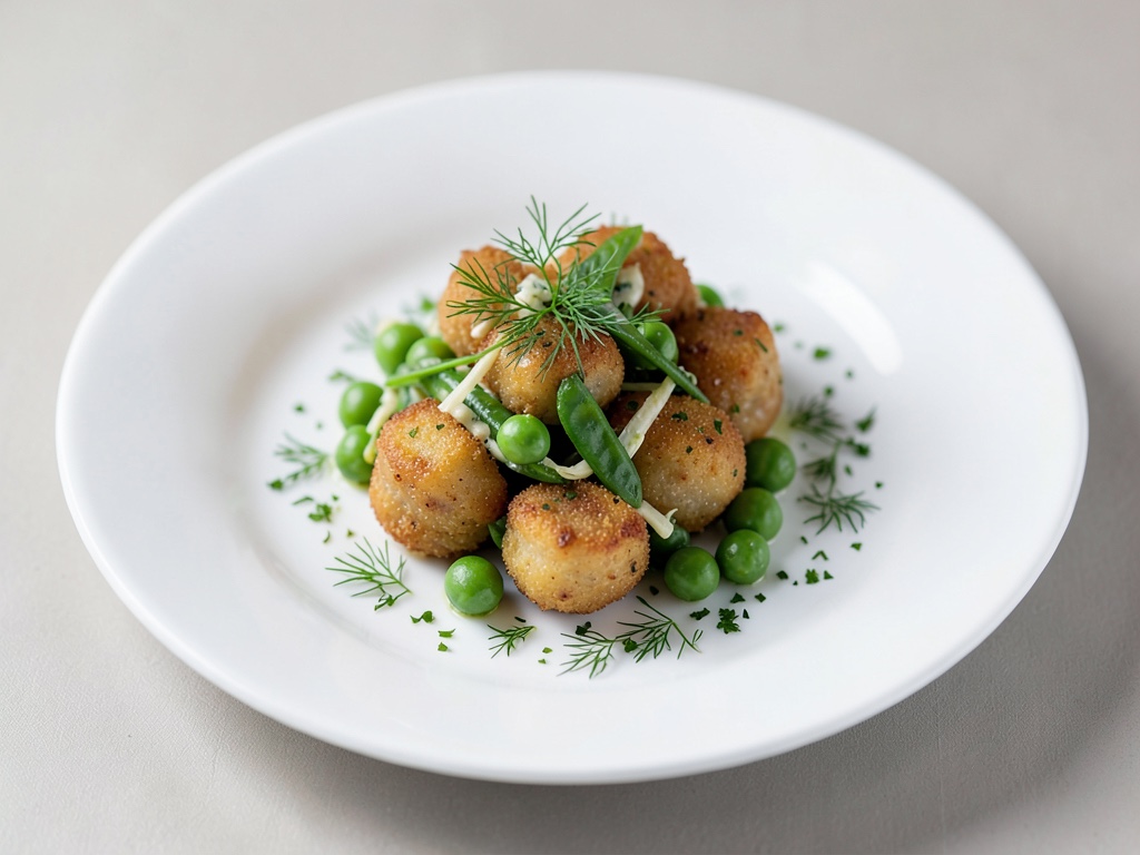 Gnocchi croccanti con bietola, piselli e aneto