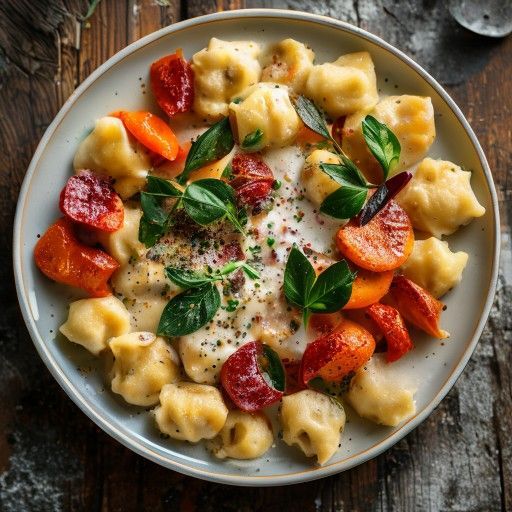 Gnocchi maison à la sauce crémeuse aux poivrons