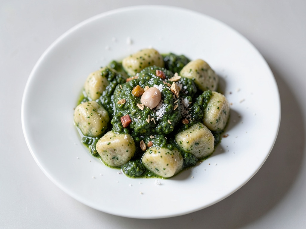 Gnocchi frescos con pesto casero