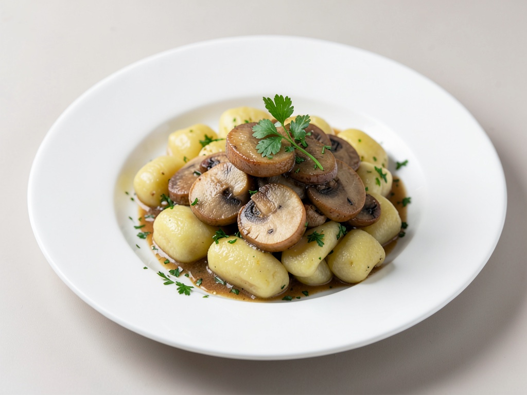 Gnocchi fatti in casa con padella di funghi