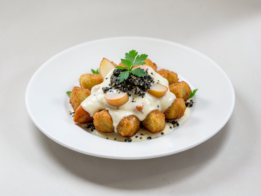 Gnocchi croustillants à la sauce crémeuse poire-gorgonzola