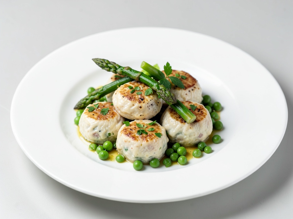 Gnudi soffici al ricotta con asparagi freschi e piselli