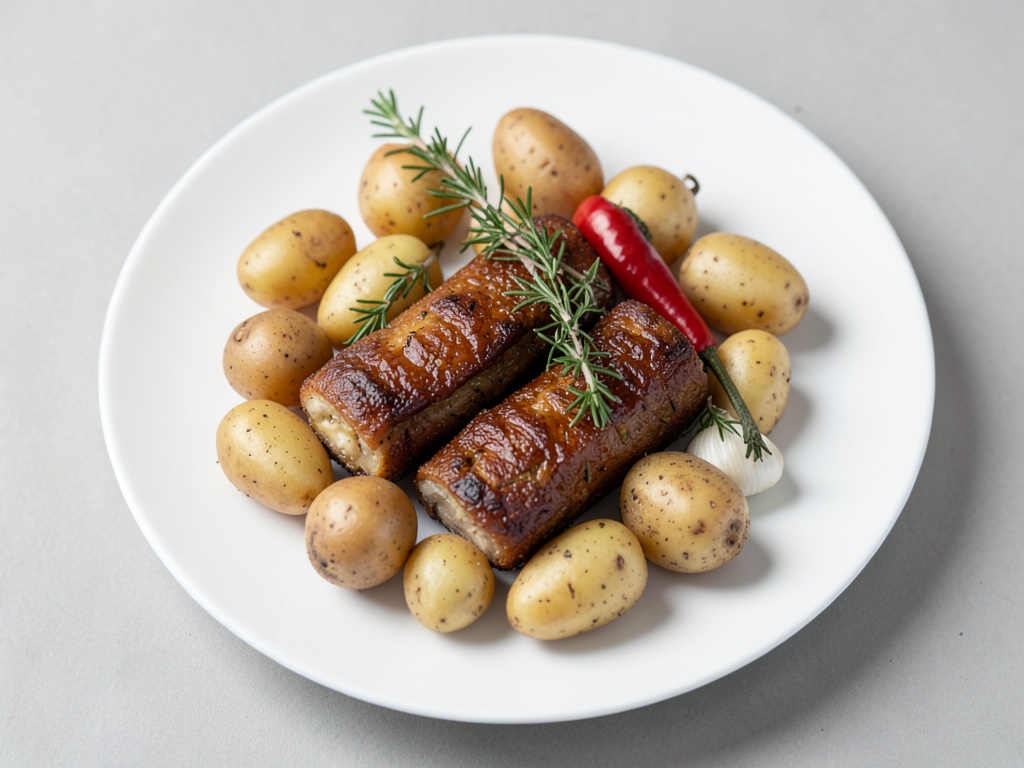 Pesce spada dorato croccante con patate al forno
