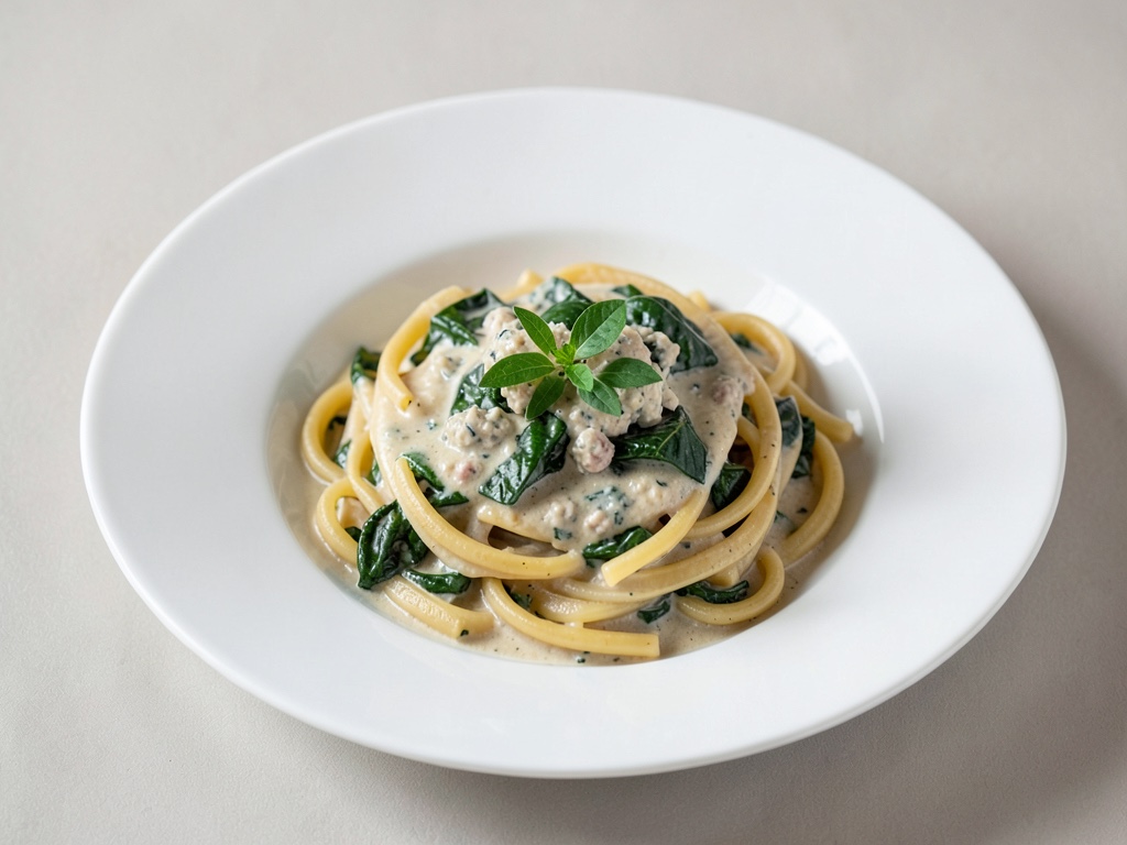 Cremige Pasta mit Gorgonzola und Spinat
