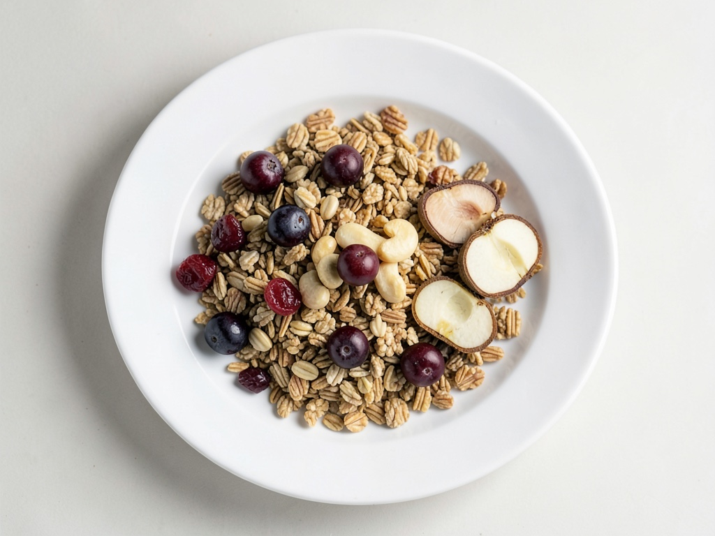 Granola crujiente con frutos de mora