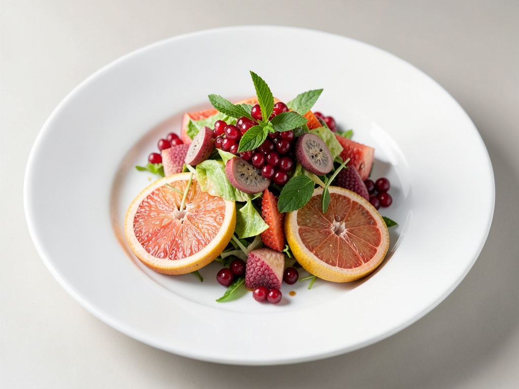 Insalata fruttata di pompelmo, litchi e melograno