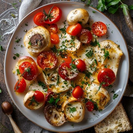 Canapés al formaggio e funghi al forno