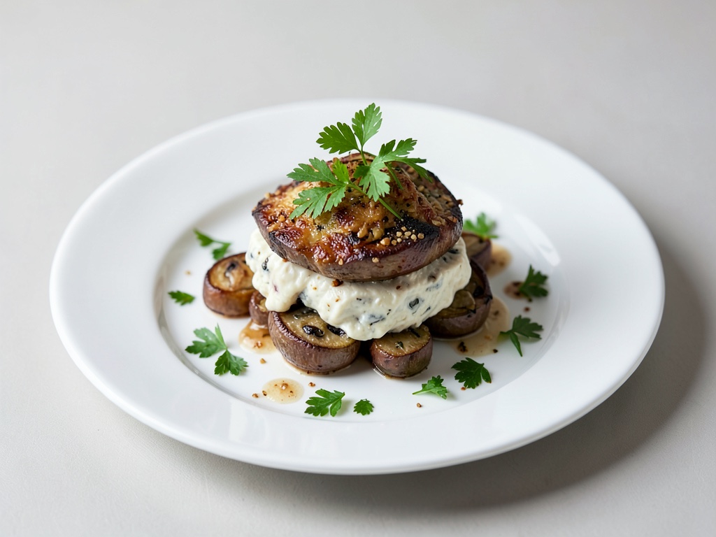 Funghi gratinati ripieni di formaggio di capra