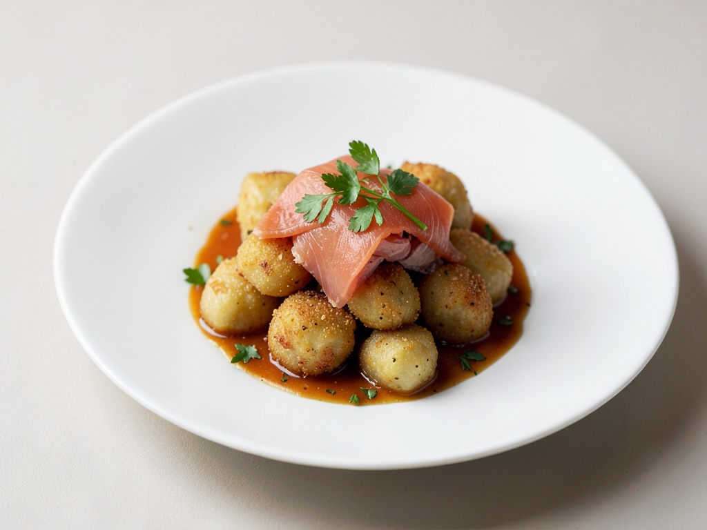 Gnocchi croccanti con salmone affumicato
