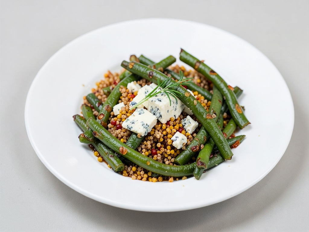 Haricots verts gratinés au blé complet et fromage bleu