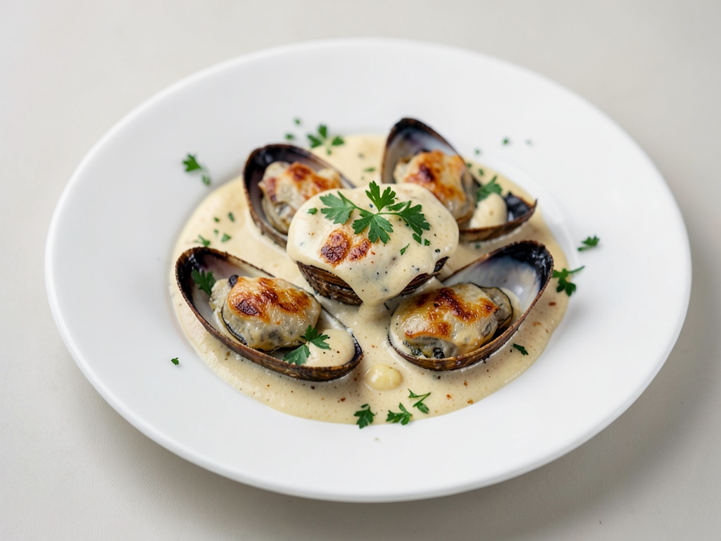 Cozze gratinate in salsa cremosa