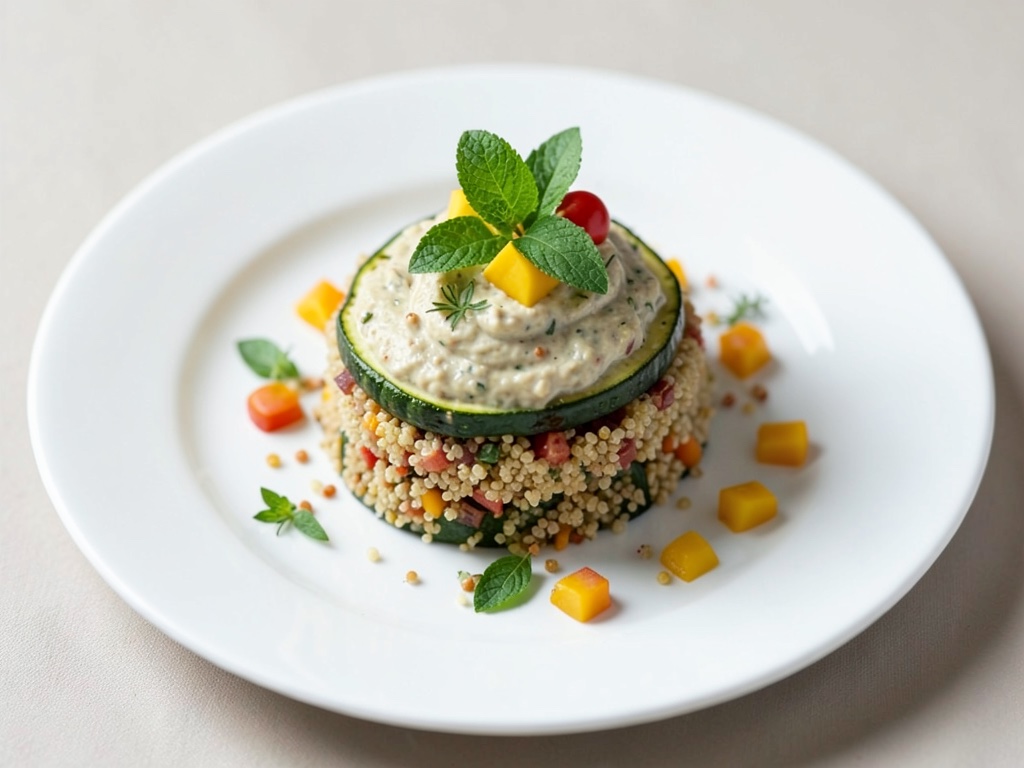 Zucchine ripiene di quinoa e salsa di mango e menta