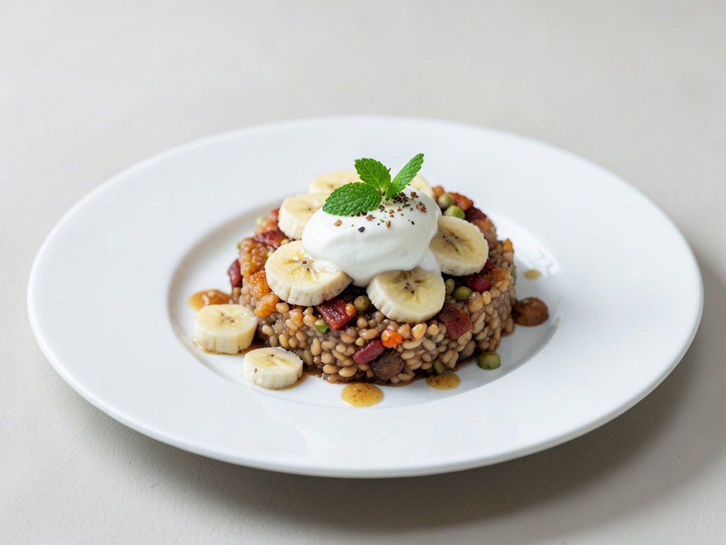 Porridge al forno con banane e yogurt