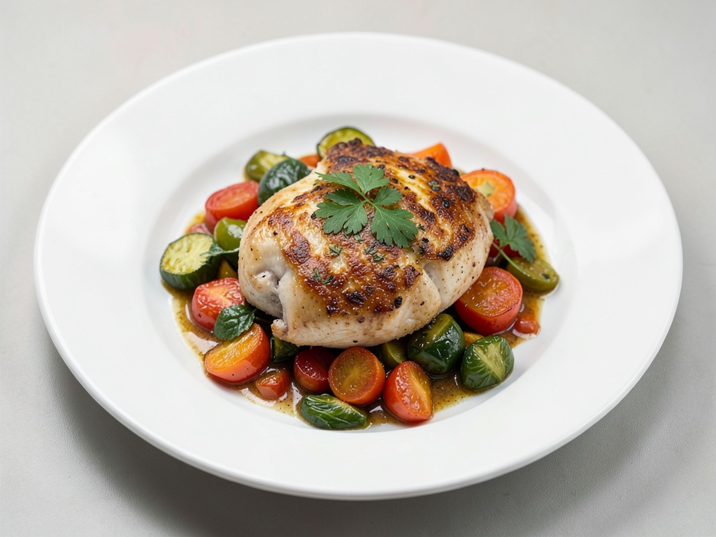 Verdura gratinada con pollo