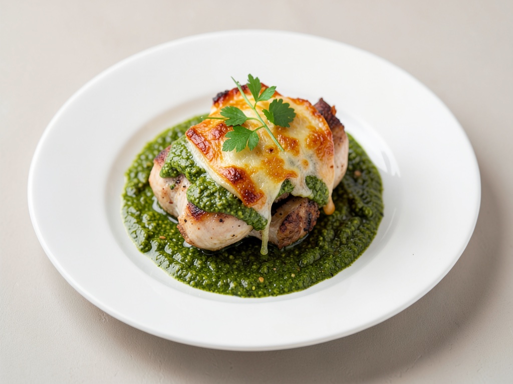 Pollo al pesto e crosta di formaggio gratinata