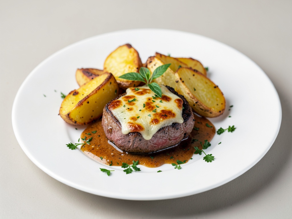 Pommes de terre au four avec spätzles et steak gratiné
