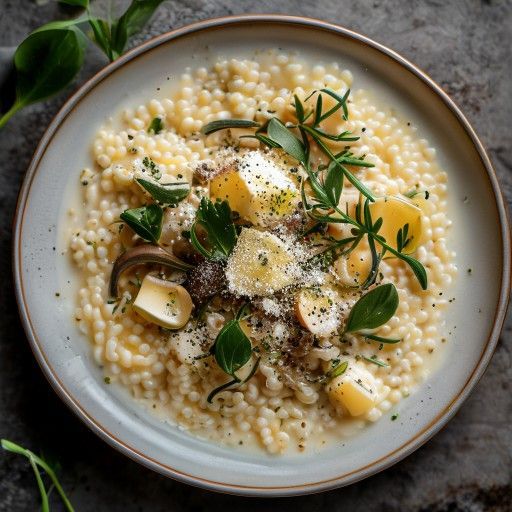 Risotto cremoso all'orzo e funghi