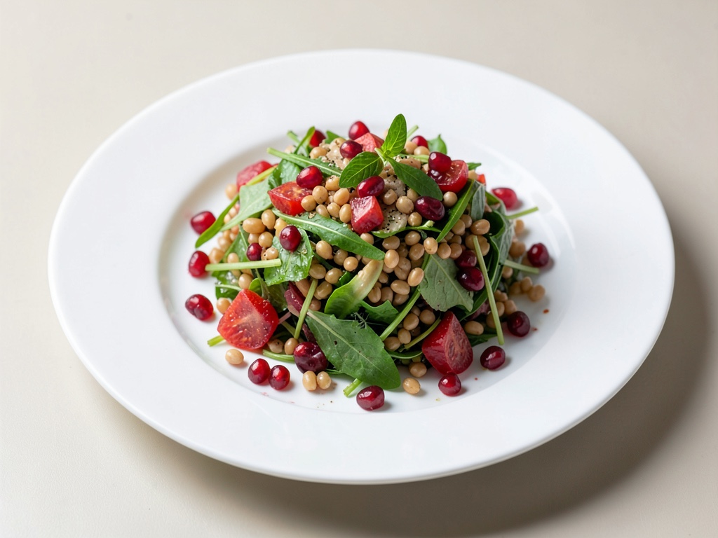 Insalata di orzo perlato rinfrescante con melograno