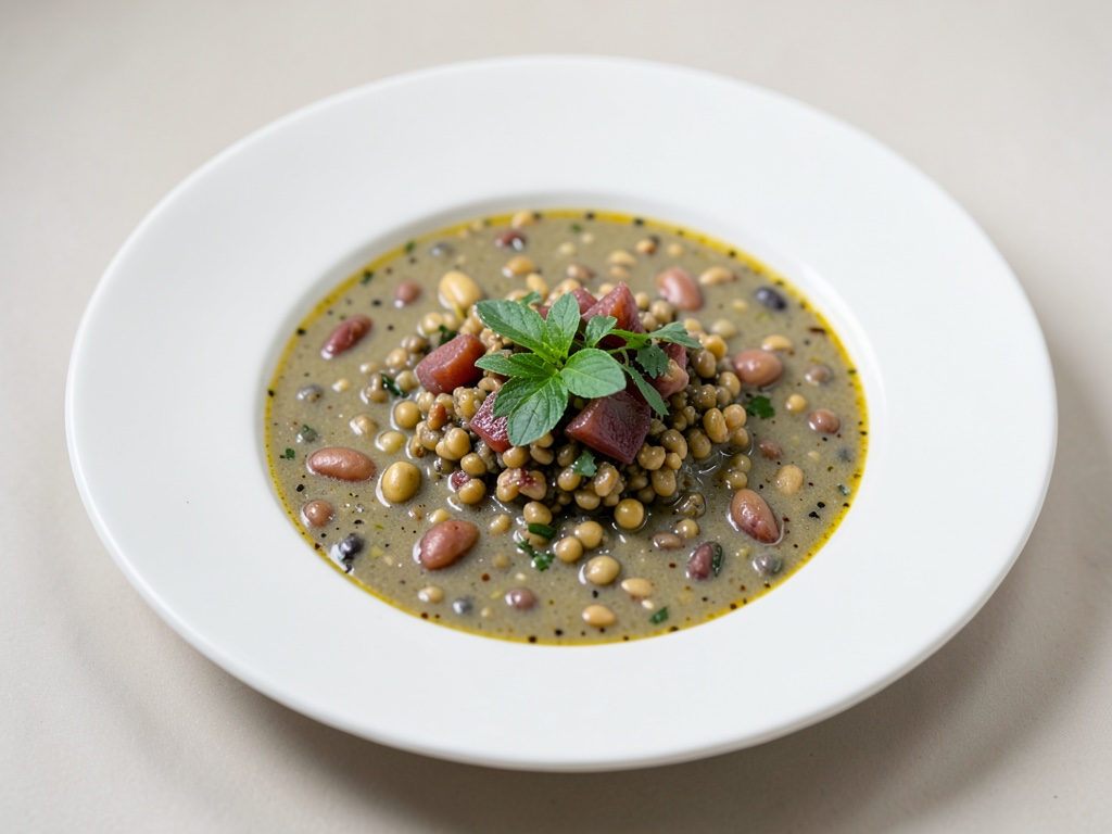 Zuppa salata di orzo e fagioli