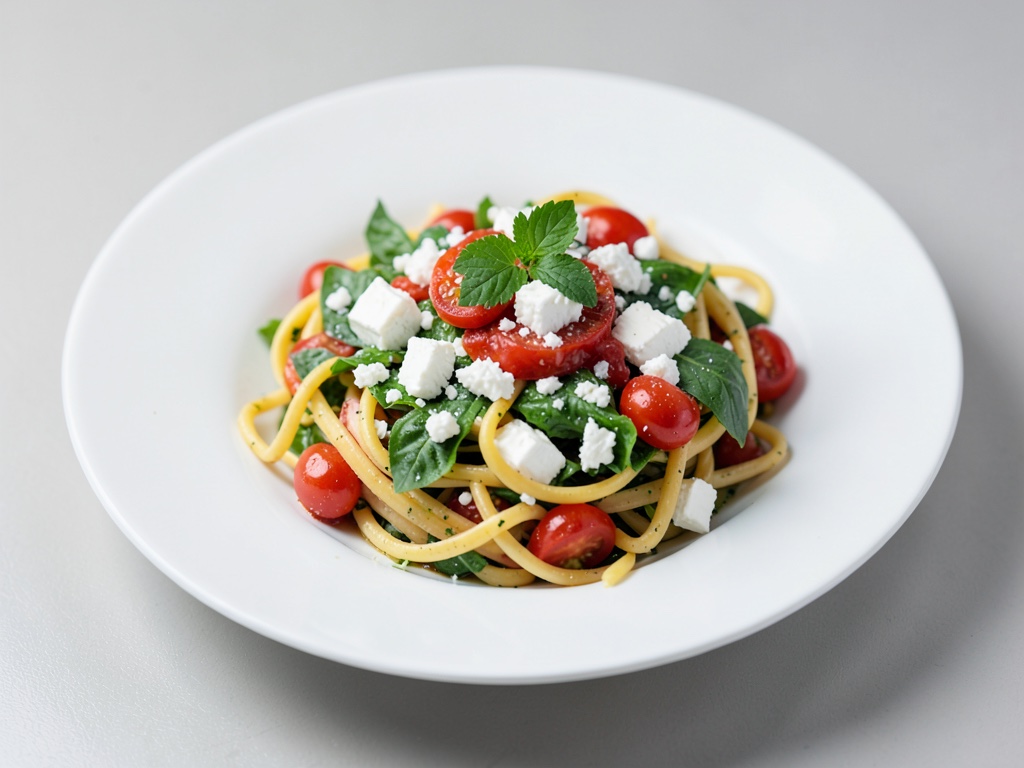 Erfrischender griechischer Nudelsalat mit Feta