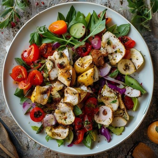 Insalata greca fresca con pollo alla griglia
