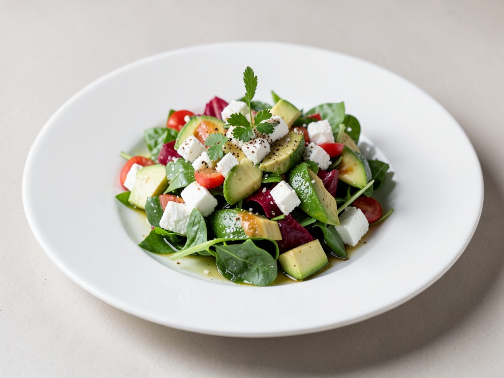Insalata greca fresca con avocado e formaggio di pecora