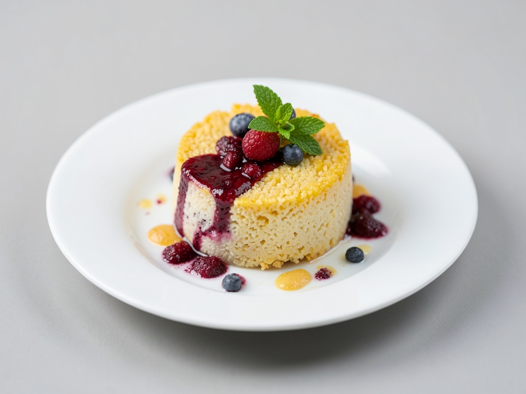 Budino di semolino al limone con ricotta di panna ai frutti di bosco