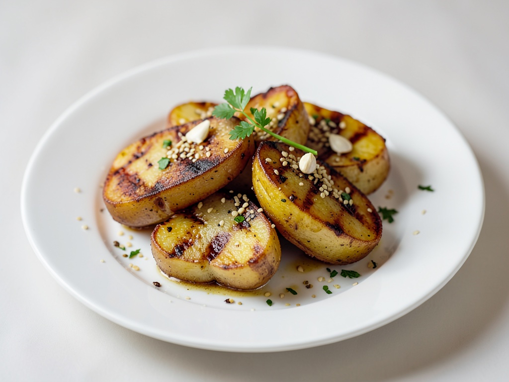 Knusprige Grillkartoffeln mit Sesam und Knoblauch