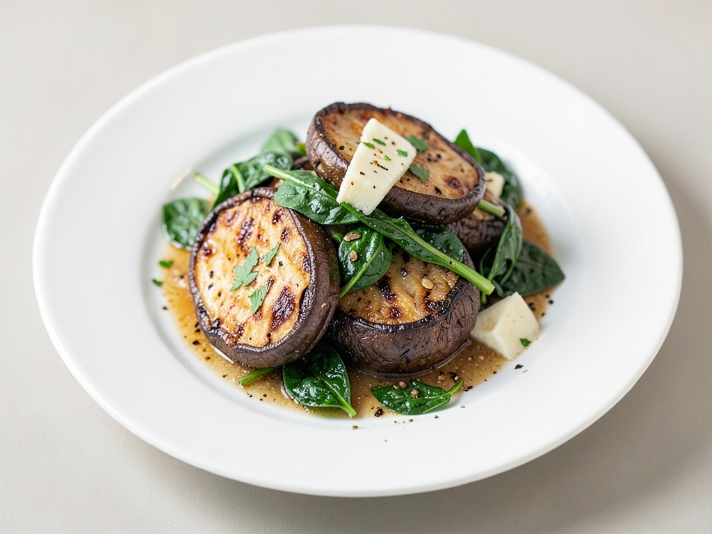 Champignons gratinés aux épinards et Taleggio
