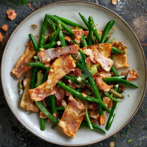 Fagiolini verdi croccanti con pancetta croccante