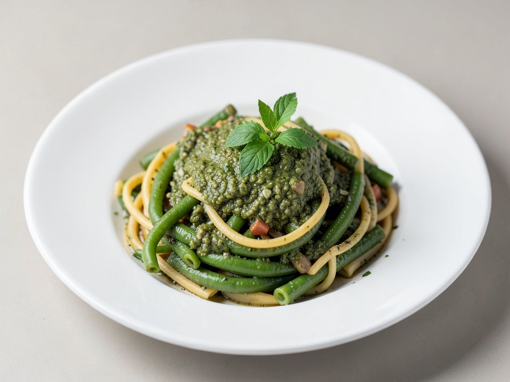 Pasta mit grünen Bohnen und Pesto