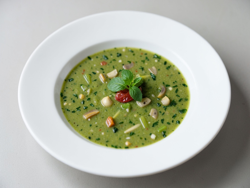 Zuppa fresca con verdure verdi