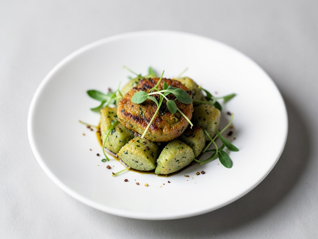 Gnocchi verdi croccanti con portulaca