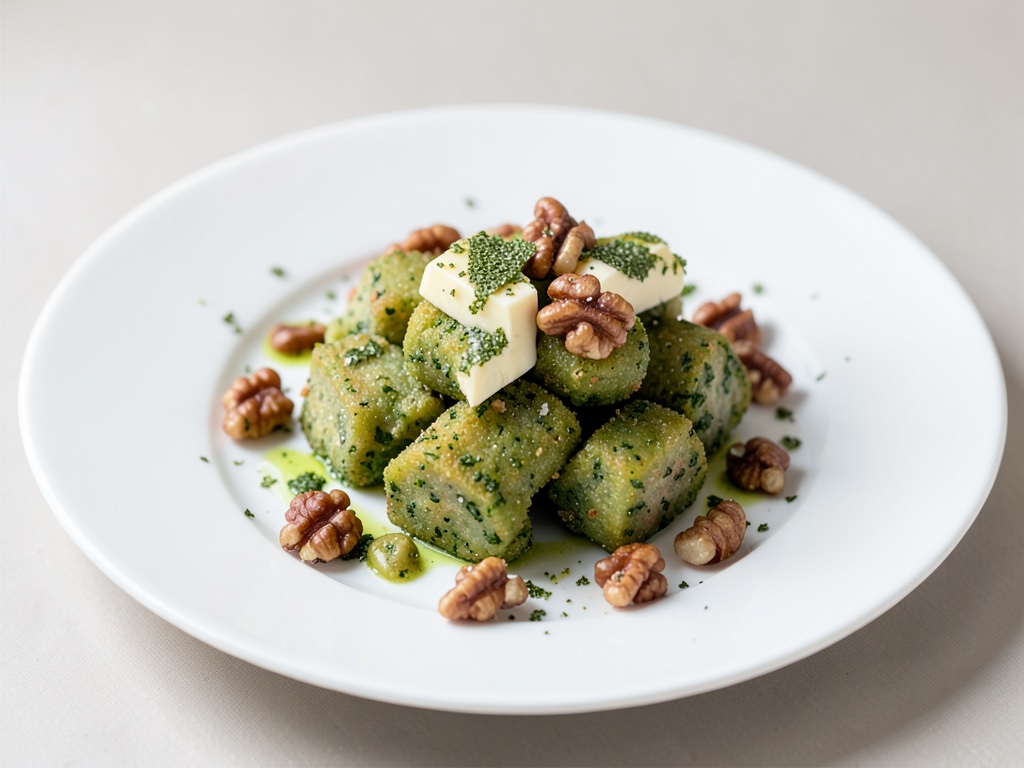 Gnocchi verts croustillants au beurre de sauge et aux noix