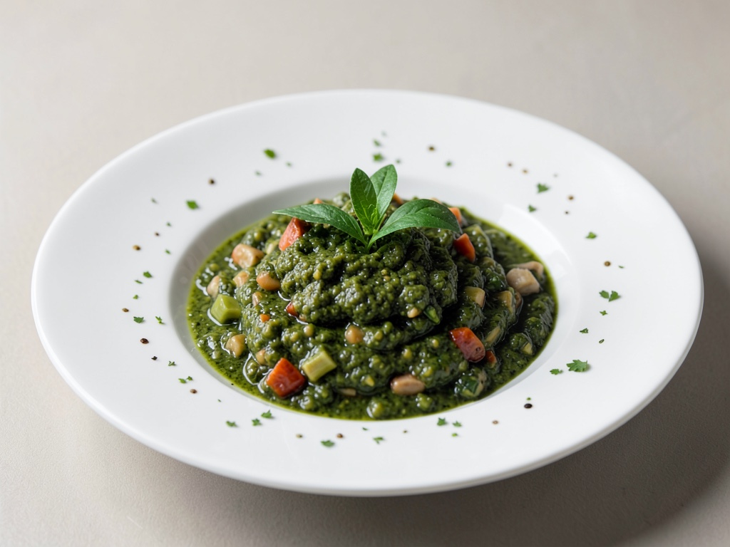 Frische grüne Minestrone mit hausgemachtem Pesto