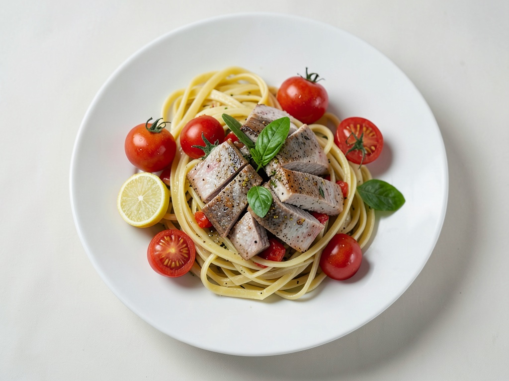 Grüne Bandnudeln mit Fisch-Tomaten-Grillpäckchen