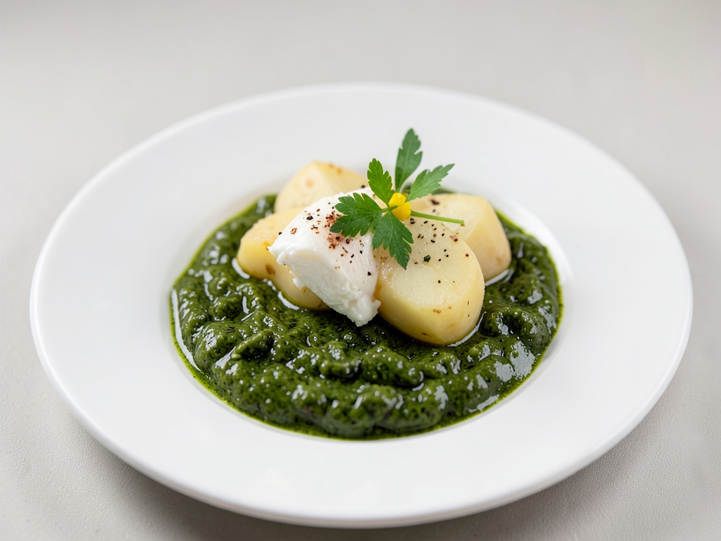Klassische grüne Sauce mit Kartoffeln und Eiern