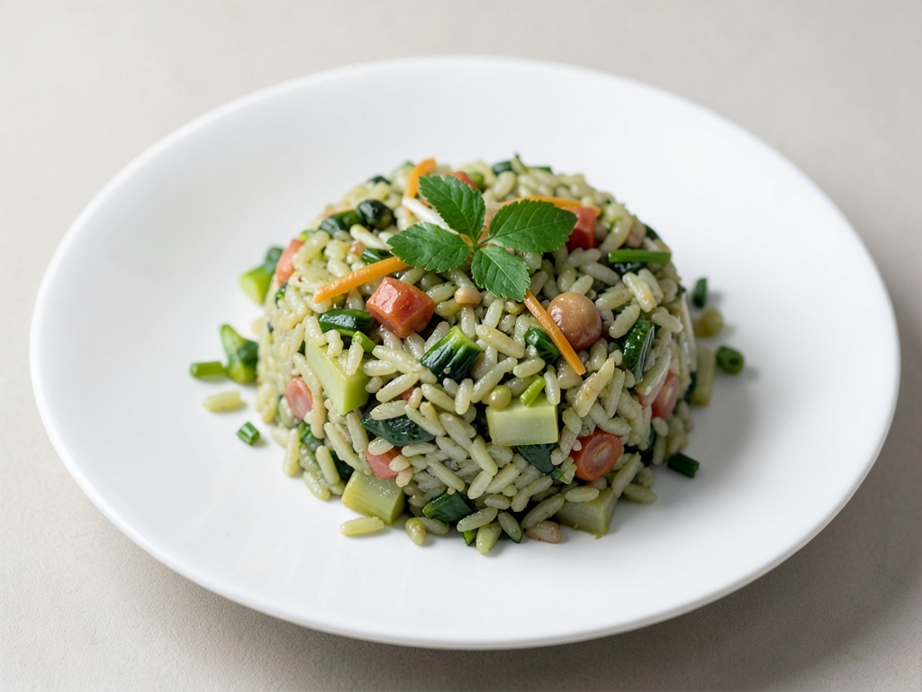 Riso al wok con cavolo rapa verde