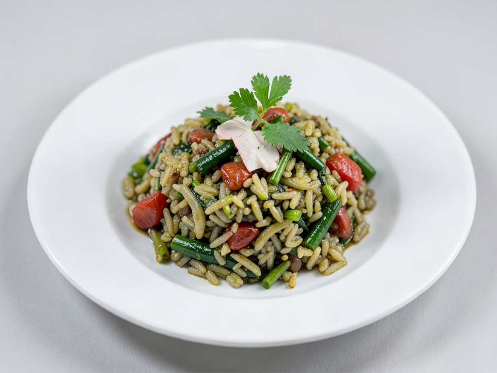 Guiso de arroz con verduras verdes
