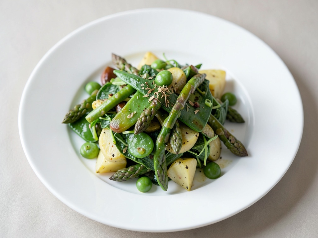 Fresco insalata di patate verdi con asparagi e fagiolini