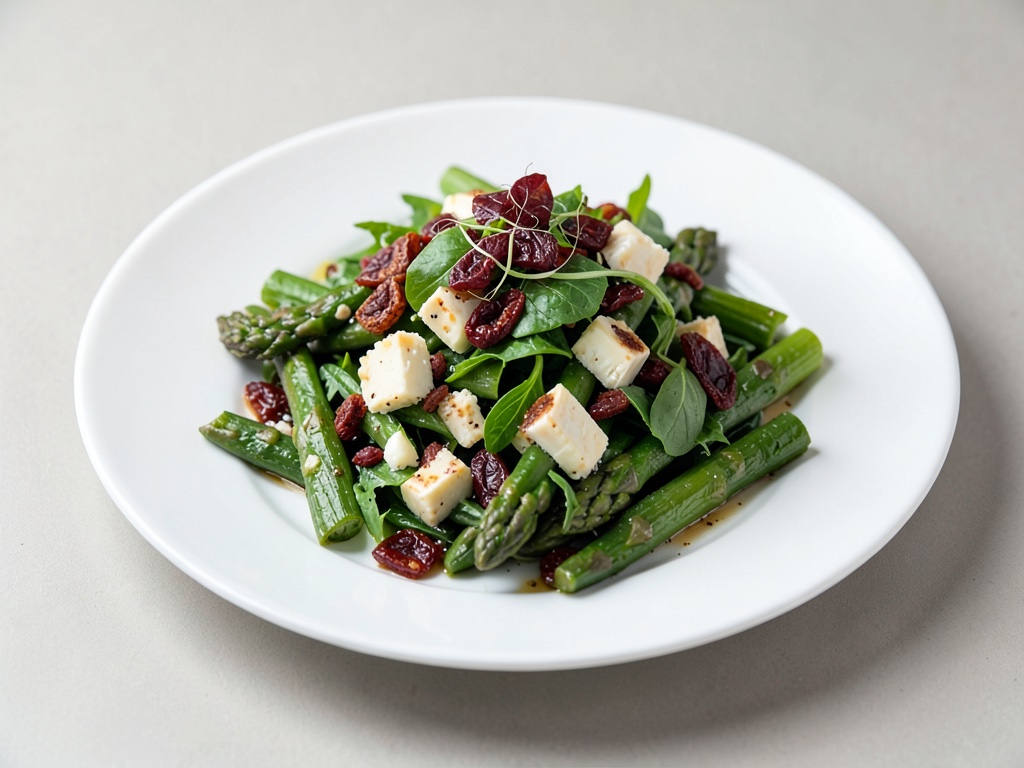 Green Asparagus and Cheese Salad with Dried Tomatoes