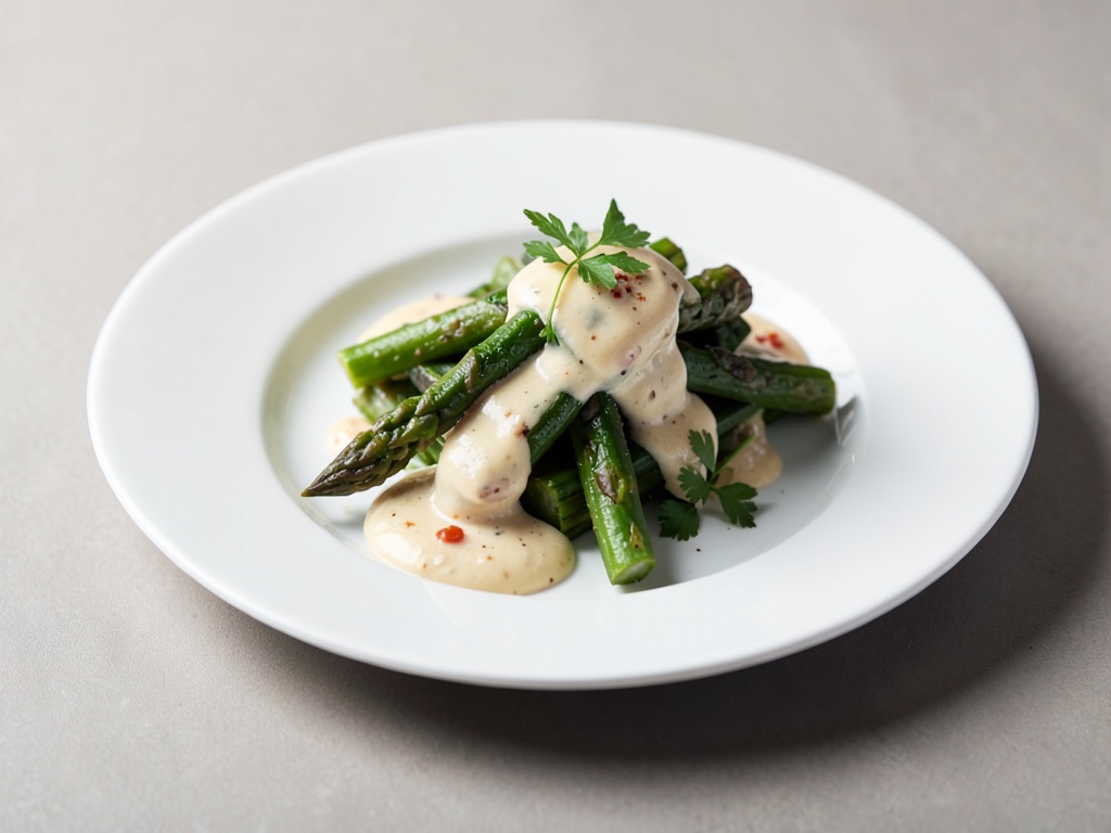 Asperges vertes avec sauce au fromage