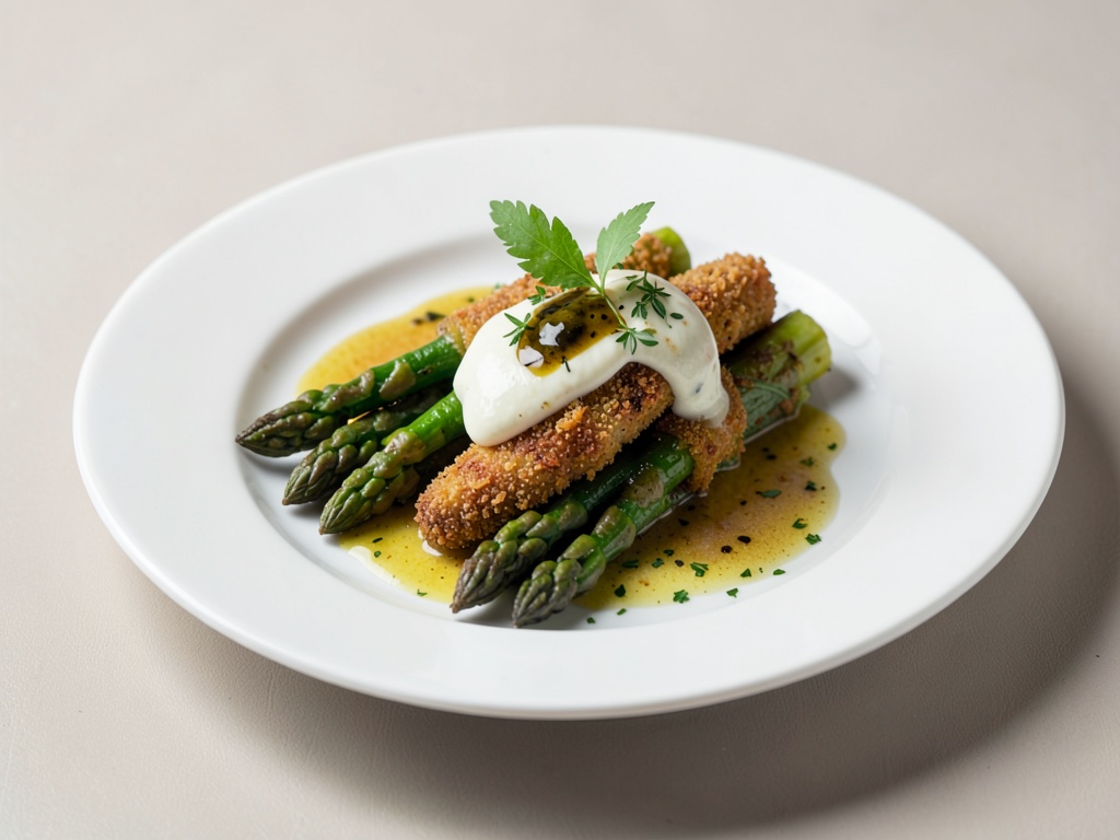 Asparago verde croccante con dip all'olio d'oliva