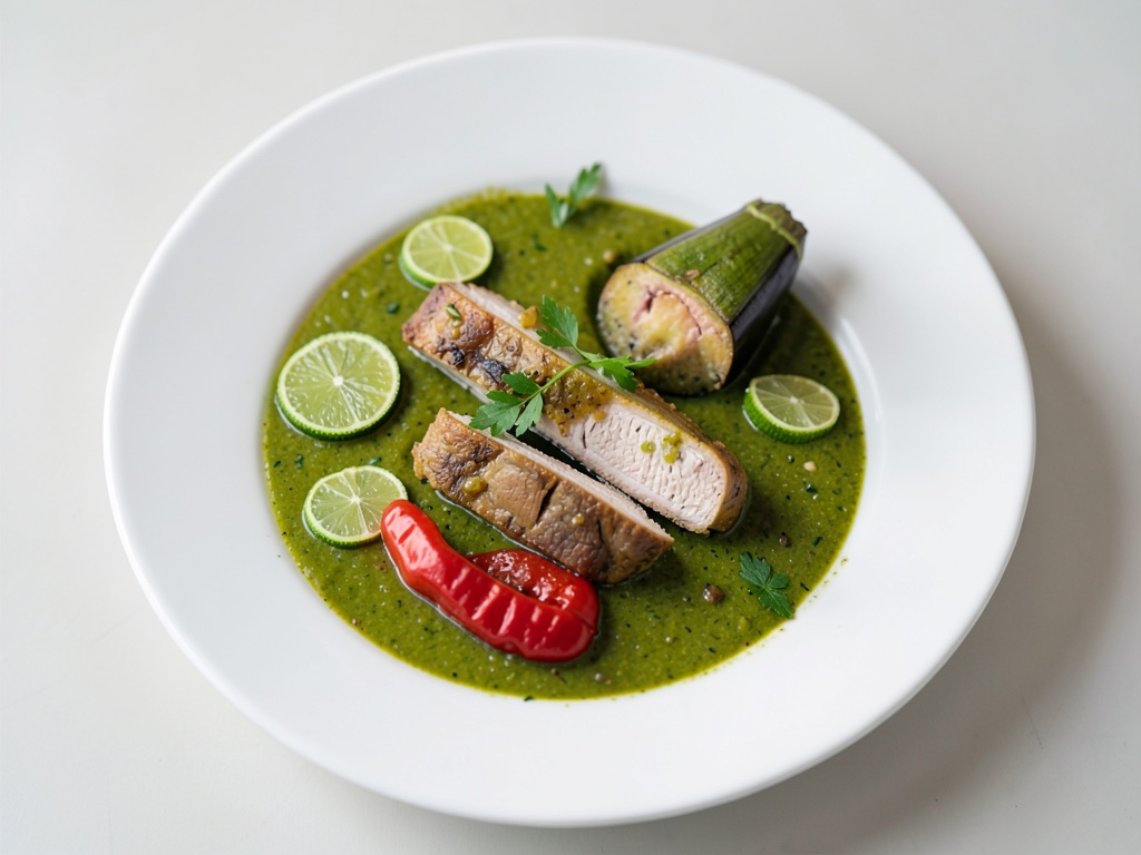 Curry verde tailandese con striscioline di pollo