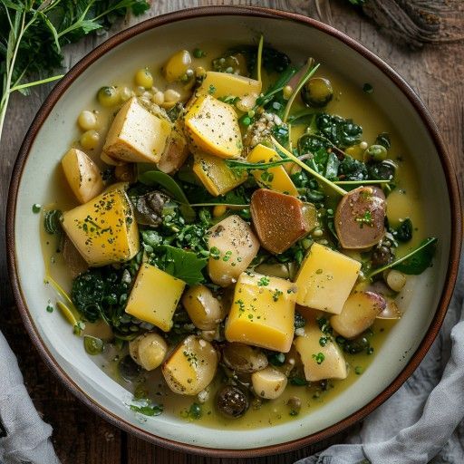 Sostanzioso stufato di Grünkern con bietola e patate